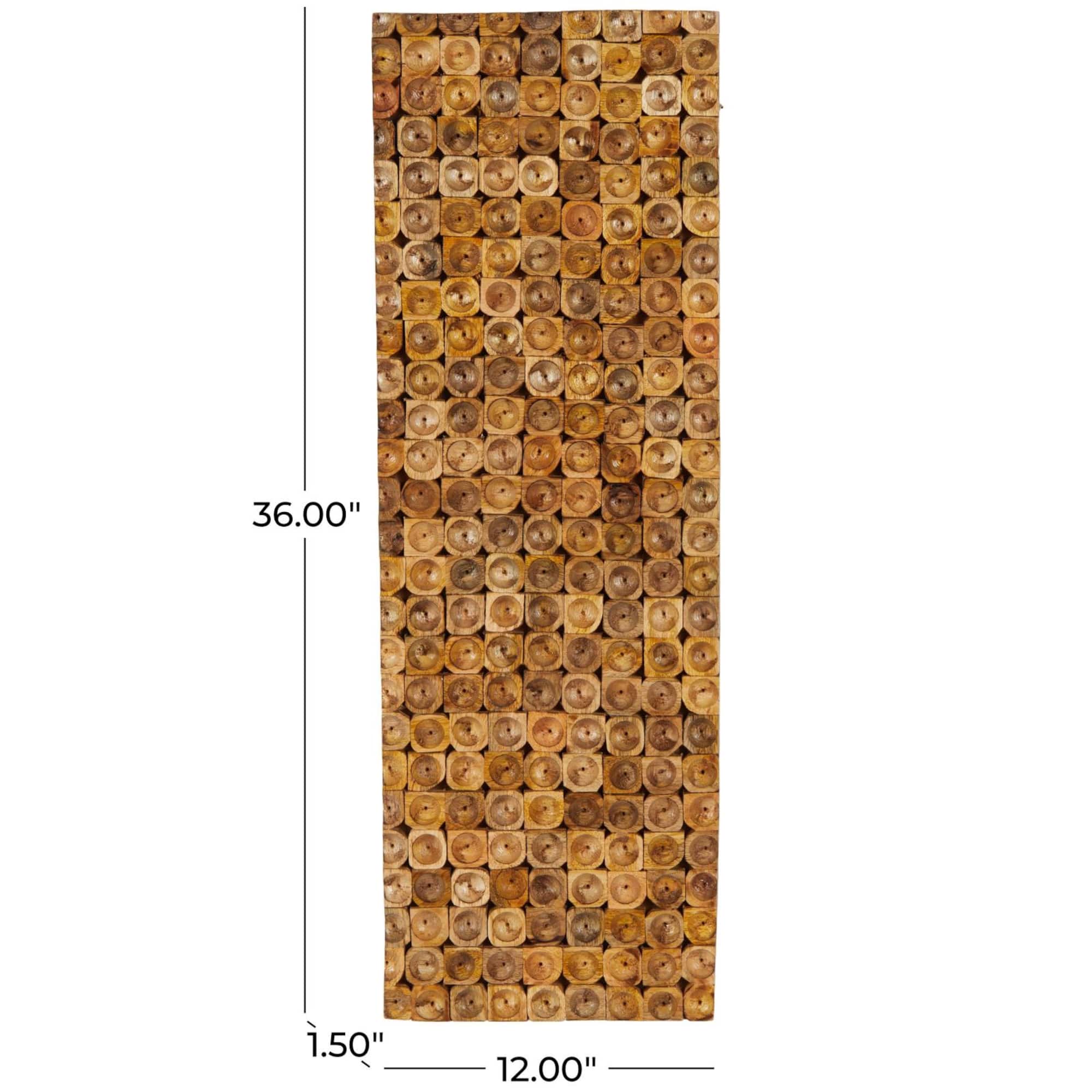 12" x 36" Brown Mango Wood Stacked Tree Trunks Wall Décor